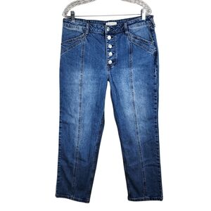 CLEO + WOLF BUTTON FLY HIGH RISE STRAIGHT JEANS